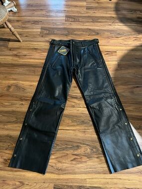 Unik Black Leather Riding Over Pants READ